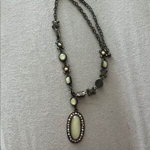 Elegant Silver and Cream Pendant Necklace